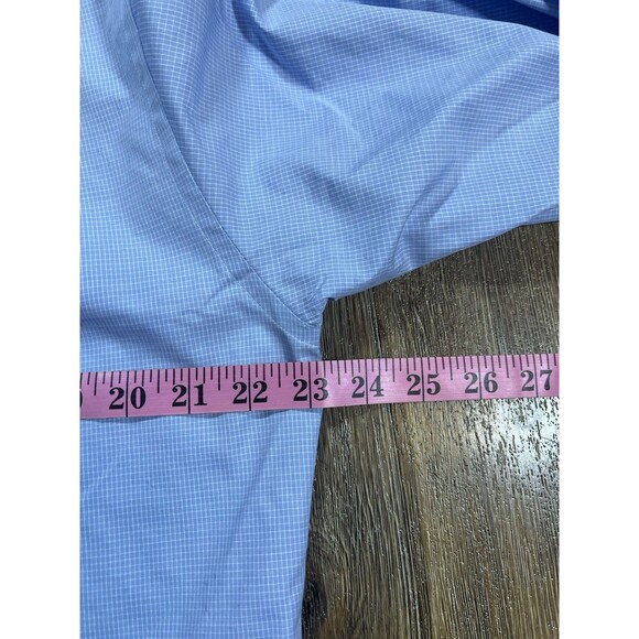 David Donahue Blue White Microplaid Dress Shirt Size M 15.5 34/35 - Picture 9 of 10